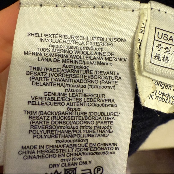 BROOKS BROTHERS | VTG 100% Merino Wool Navy Cardigan w/ Leather Strap | Size S - Picture 6 of 6